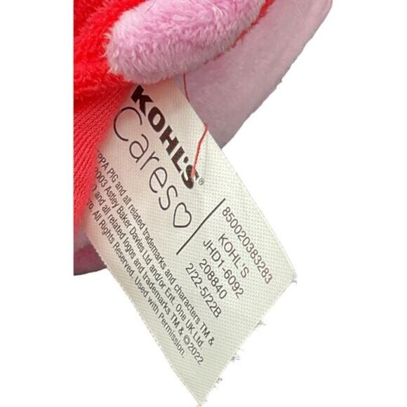 Kohls Cares Peppa Pig Plush Pink & Red Stuffed Toy 12 Inches Tall Soft Cuddly - Picture 6 of 7